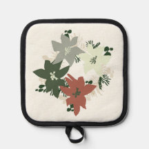 Poinsettia wreath design Oven Mitts