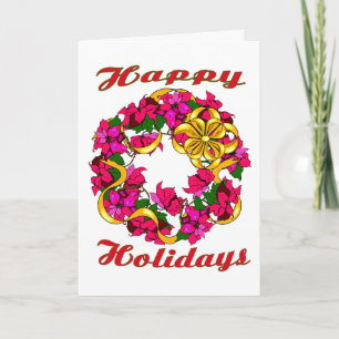 Poinsettia Wreath Greetings Card
