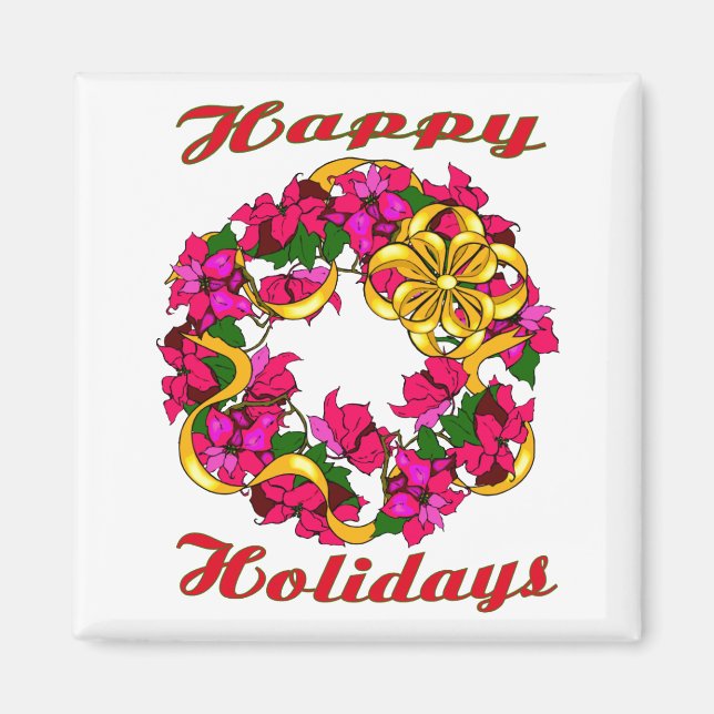 Poinsettia Wreath Magnet (Front)