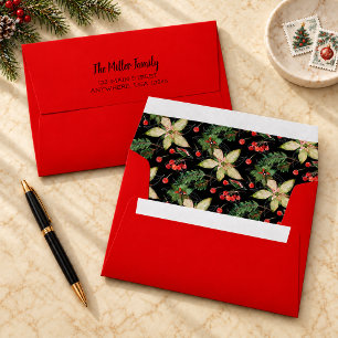 Poinsettias and Berries Red Envelope
