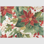 poinsettias and holly tissue paper<br><div class="desc">poinsettias and holly tissue paper</div>