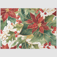 poinsettias and holly tissue paper