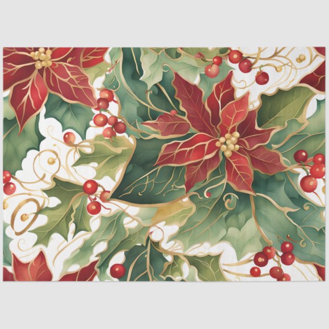 poinsettias and holly tissue paper (Front)