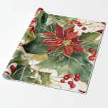 poinsettias and holly wrapping paper<br><div class="desc">poinsettias and holly wrapping paper</div>