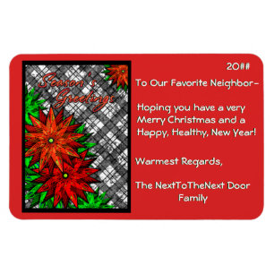 Poinsettias and Plaid (Personalized) Magnet