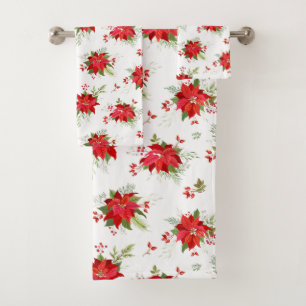 Poinsettias Bath Towel Set
