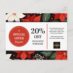 Poinsettias Christmas Custom Coupon Discount  Postcard