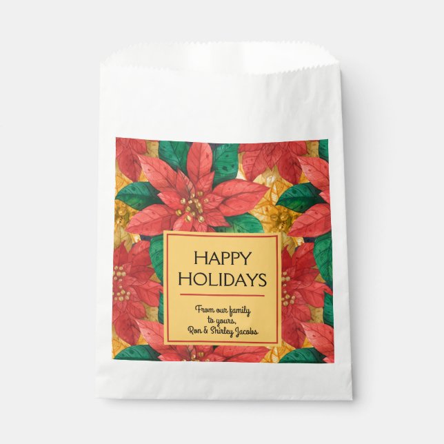 Poinsettias Christmas Floral Favour Bag (Front)