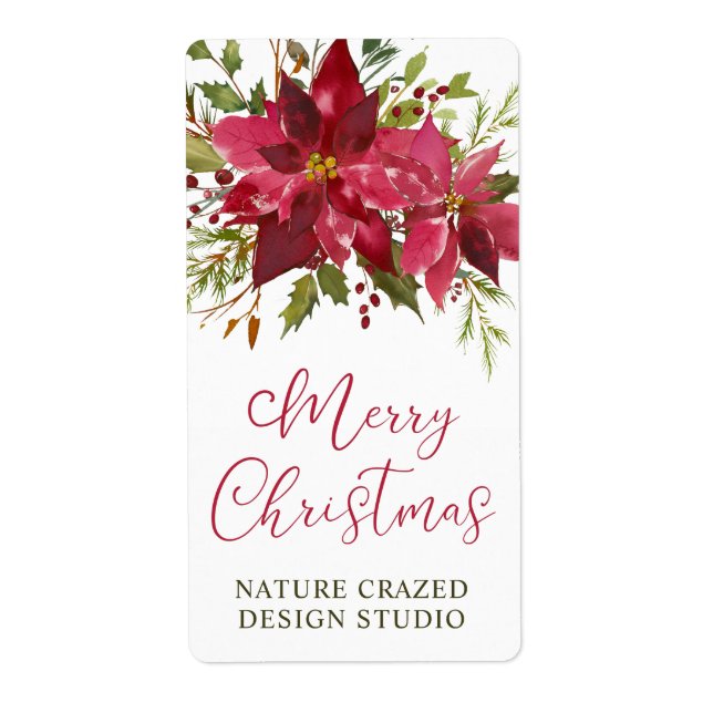 Poinsettias Company Christmas Gift Tags (Front)