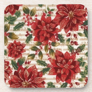 Poinsettias et dessous de verre de musique