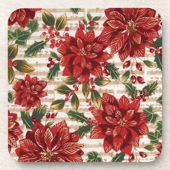 Poinsettias et Dessous de verre de musique (Devant)