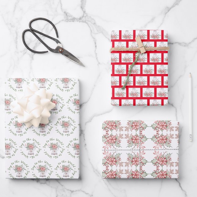 Poinsettias Et Feuilles De Papier D'Enveloppement  (Créateur téléchargé)