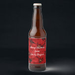 Poinsettias for Christmas, template. Beer Bottle Label<br><div class="desc">Beautiful red Poinsettias for Christmas. This is a template,  ready for you to personalize.</div>