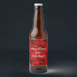 Poinsettias for Christmas, template. Beer Bottle Label<br><div class="desc">Beautiful red Poinsettias for Christmas. This is a template,  ready for you to personalize.</div>