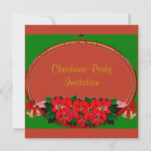 Poinsettias Frame Christmas Invitation