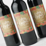 Poinsettias Merry Christmas on Gold Wine Label<br><div class="desc">Merry Christmas in chic white lettering on a splash of faux gold foil,  these wine bottle labels feature a background of modern gold squiggles over bold red and gold poinsettias and leaves. Personalized with your name. MATCHING paper plates,  napkins and MORE designs in our store.</div>