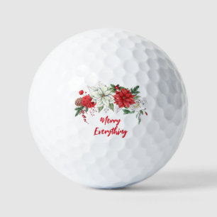 Poinsettias Merry Everything Christmas Holiday   Golf Balls