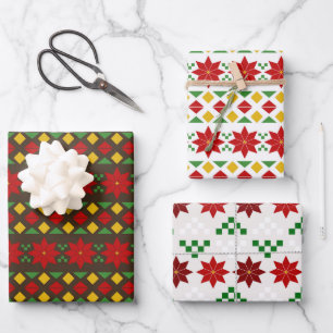Poinsettias Pack Holiday  Wrapping Paper Sheet