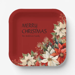 Poinsettias  paper plate