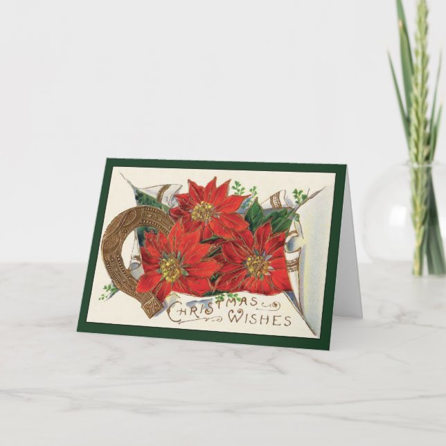 Poinsettias - Vintage Christmas Card (Front)