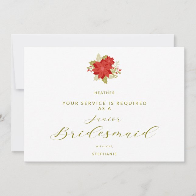 Poinsettias Will You Be My Junior Bridesmaid  (Front)