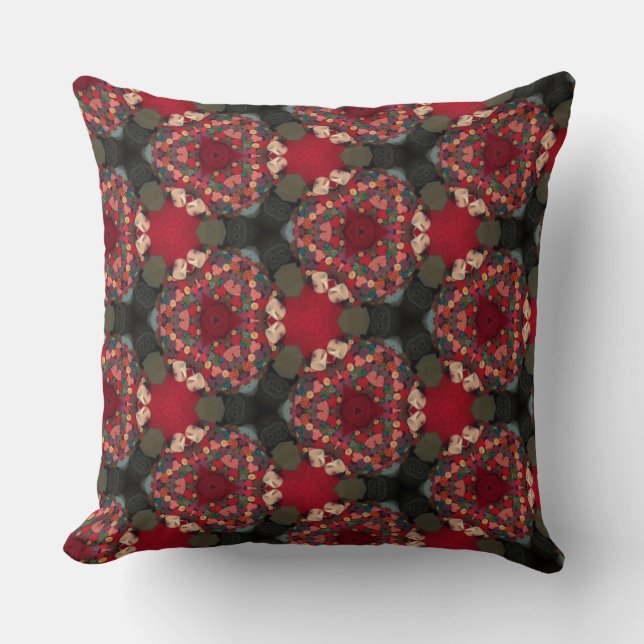 Poinsietta Trifecta  Abstract Design.ll Throw Pillow (Front)