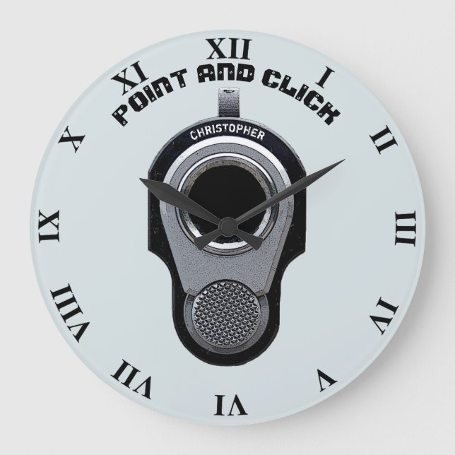 Point And Clock Funny Gun Drawing With Your Name (Front)