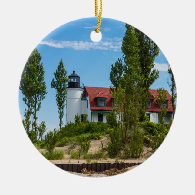 Point Betsie Lighthouse Ceramic Ornament (Front)
