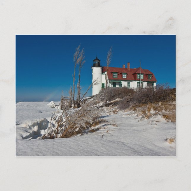Point Betsie Lighthouse in Winter Postcard (Front)