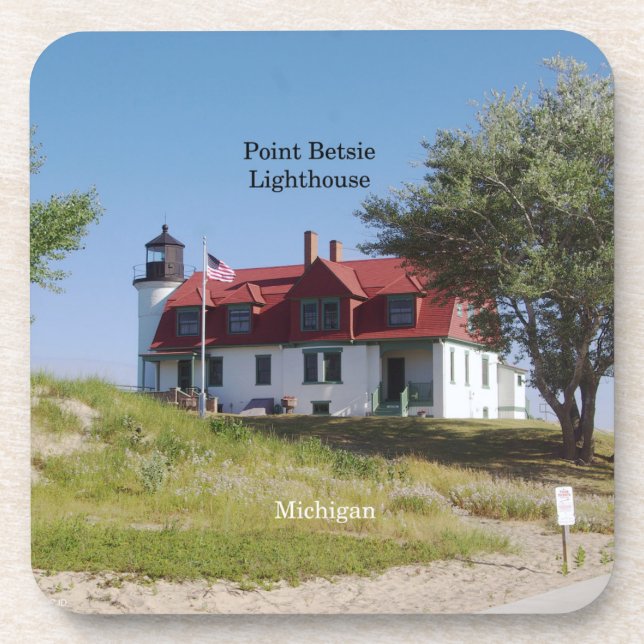 Point Betsie Lighthouse set of 6 plastic coasters (Front)