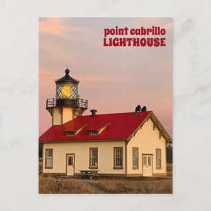 Point Cabrillo LIGHTHOUSE California Sunset Travel Postcard