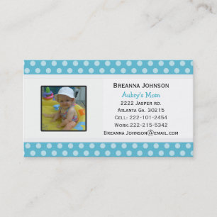 Point de polka bleu : Carte de contact de maman