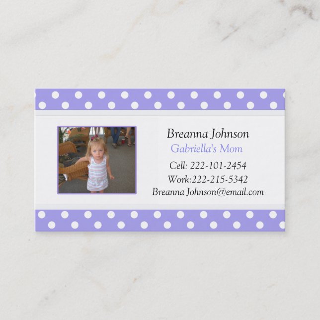 Point de polka : Carte de contact de maman (Devant)