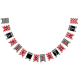 Point de polka rouge et drapeau rayé noir