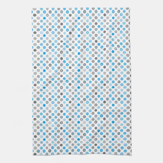 Point d'hiver Motif Blanc Bleu Gris Serviette cuis (Vertical)