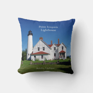 Point Iroquois Lighthouse square pillow
