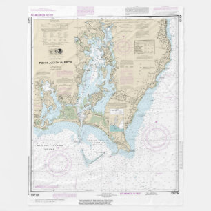 Point Judith Harbor Nautical Chart 13219 Fleece Blanket