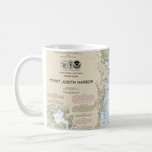 Point Judith Harbour Nautical Chart 13219 Coffee Mug (Left)