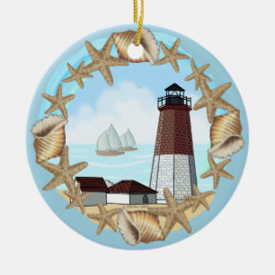 Point Judith lighthouse Ceramic Ornament