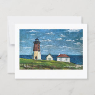 Point Judith Lighthouse in Narragansett, RI 7x5 Postcard