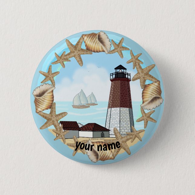 Point Judith Lighthouse pin button (Front)