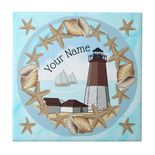 Point Judith Lighthouse  Tile (Front)