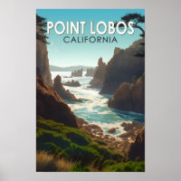Point Lobos California Travel Art Vintage