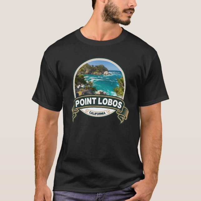 Point Lobos California Travel Badge T-Shirt (Front)