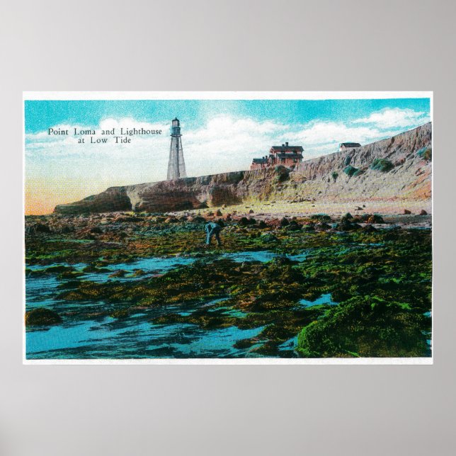 Point Loma and Lighthouse at Low Tide Poster (Front)