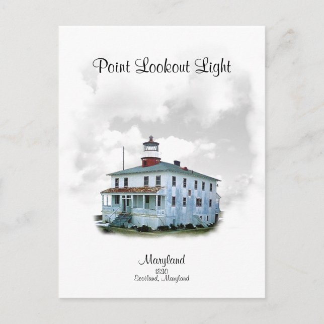 Point Lookout Light - Maryland Postcard (Front)