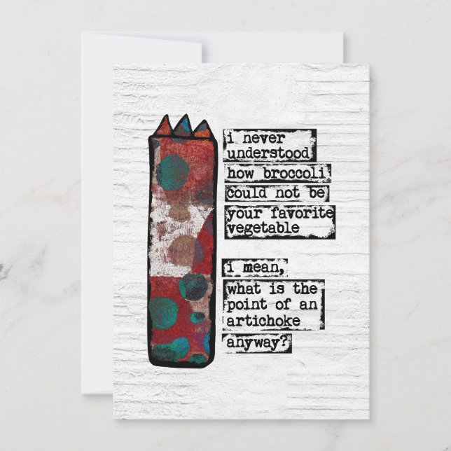 Point Of An Artichoke Greeting Cards Funny Veggie	 (Front)