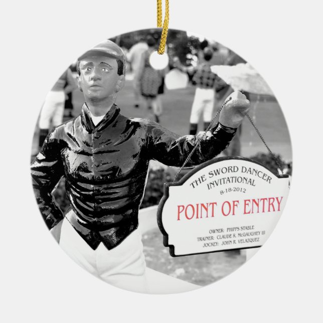 Point of Entry Lawn Jockey Ceramic Ornament (Front)