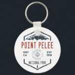 Point Pelee National Park Canada Distressed  Keychain<br><div class="desc">Point Pelee National Park Distressed Badge with unique park themed maple leaf design. The Park consists of a peninsula of land,  mainly of marsh and woodland habitats,  that tapers to a sharp point as it extends into Lake Erie.</div>