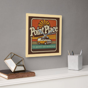 Point Place Wisconsin Square Wall Clock